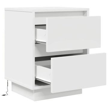 Noptiere cu lumini LED 2 buc Alb 38x34x50 cm - Img 7