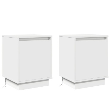 Noptiere cu Lumini LED 2 buc Alb 39x34,5x50 cm - Img 2