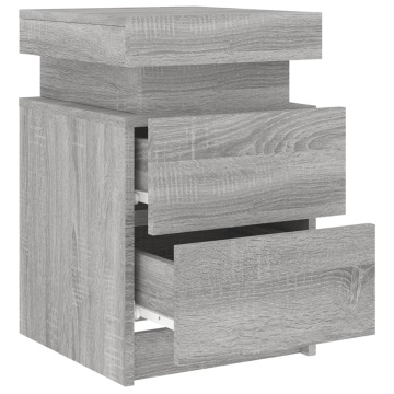 Noptiere cu lumini LED, 2 buc., gri sonoma, 35x39x55 cm - Img 7