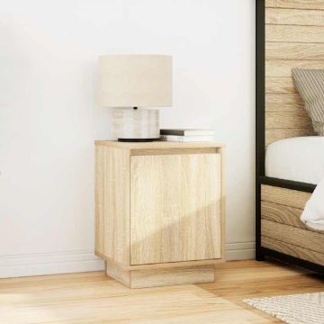 Noptiere cu lumini LED 2 buc Stejar Sonoma 38x34x50 cm - Img 4