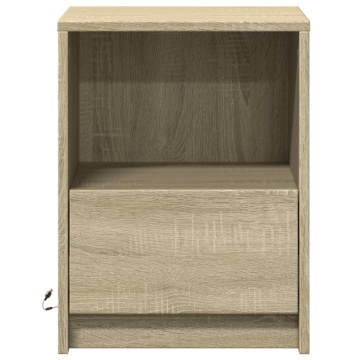 Noptiere cu lumini LED, 2 buc., stejar sonoma, lemn prelucrat - Img 5