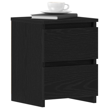 Noptiere cu sertare 2 buc Negru Stejar 30x30x40 cm - Img 3