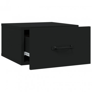 Noptiere de perete, 2 buc., negru, 35x35x20 cm - Img 5