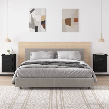 Noptiere de perete, 2 buc., negru, 41,5x36x53cm - Img 3