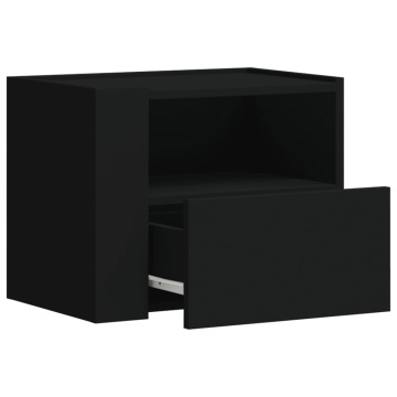 Noptiere de perete, 2 buc., negru, 45x30x35 cm - Img 7