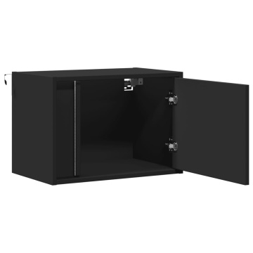 Noptiere montate pe perete cu lumini LED, 2 buc., negru - Img 6