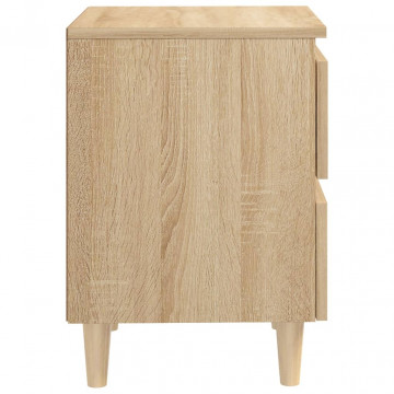 Noptiere picioare lemn masiv pin 2 buc stejar sonoma 40x35x50cm - Img 7