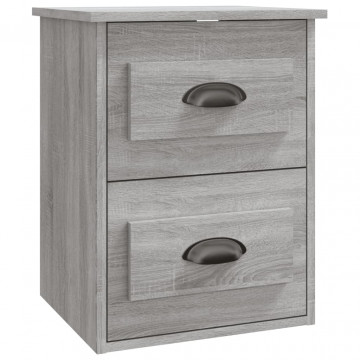 Noptiere suspendate pe perete, 2 buc., gri sonoma, 41,5x36x53cm - Img 6