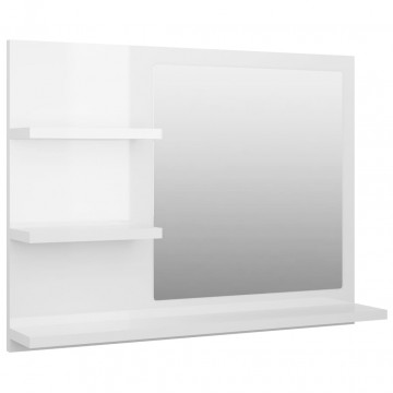 Oglindă de baie, alb extralucios, 60 x 10,5 x 45 cm, PAL - Img 2