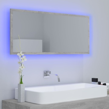 Oglindă de baie cu LED, gri beton, 100x8,5x37 cm, acril - Img 3