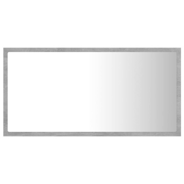 Oglindă de baie cu LED, gri beton, 80x8,5x37 cm, acril - Img 6