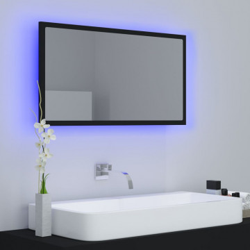 Oglindă de baie cu LED, negru, 80x8,5x37 cm, PAL - Img 3