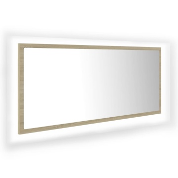 Oglindă de baie cu LED, stejar sonoma, 100x8,5x37 cm, acril - Img 2