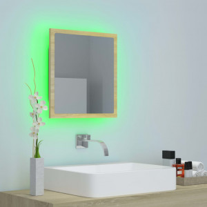 Oglindă de baie cu LED, stejar sonoma, 40x8,5x37 cm, PAL - Img 4