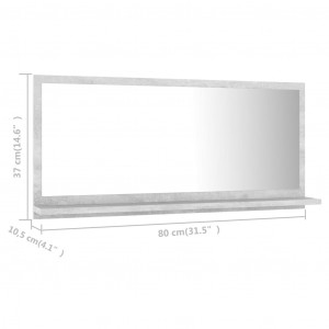 Oglindă de baie, gri beton, 80 x 10,5 x 37 cm, PAL - Img 6