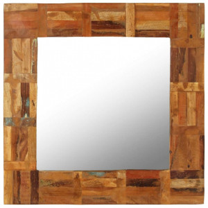 Oglindă de perete, 60 x 60 cm, lemn masiv reciclat - Img 8