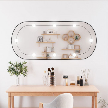 Oglindă de perete cu lumini LED 45x100 cm oval sticlă - Img 1
