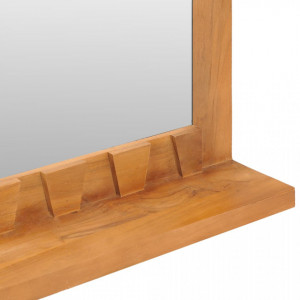 Oglindă de perete cu raft, 60x12x40 cm, lemn masiv de tec - Img 6