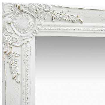 Oglindă de perete în stil baroc, alb, 40 x 40 cm - Img 3