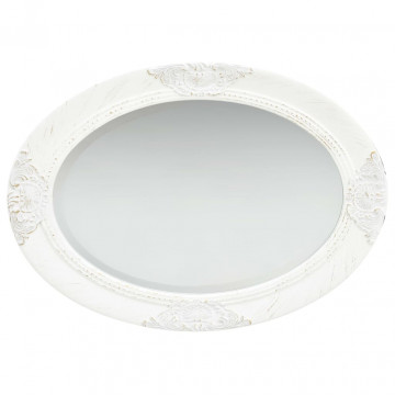 Oglindă de perete în stil baroc, alb, 50 x 70 cm - Img 3