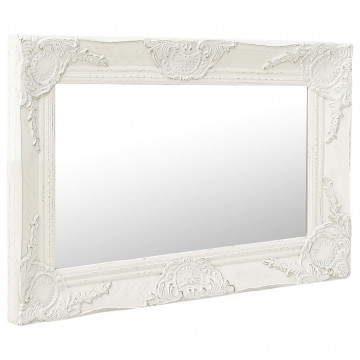 Oglindă de perete în stil baroc, alb, 60 x 40 cm - Img 2