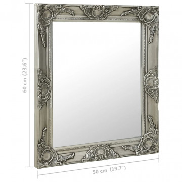 Oglindă de perete în stil baroc, argintiu, 50 x 60 cm - Img 5
