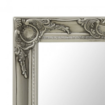 Oglindă de perete în stil baroc, argintiu, 50 x 80 cm - Img 4