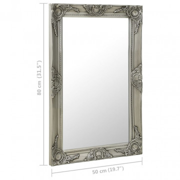 Oglindă de perete în stil baroc, argintiu, 50 x 80 cm - Img 5
