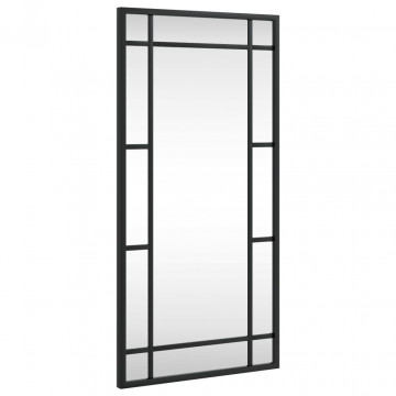 Oglindă de perete, negru, 30x60 cm, dreptunghiulară, fier - Img 2
