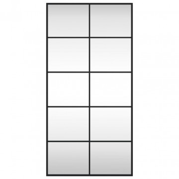 Oglindă de perete, negru, 50x100 cm, dreptunghiulară, fier - Img 3