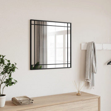 Oglindă de perete, negru, 50x50 cm, pătrată, fier - Img 1