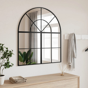 Oglindă de perete, negru, 80x40 cm, arcuită, fier - Img 1
