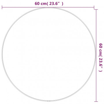 Oglindă de perete rotundă, argintiu, Ø 60 cm - Img 5