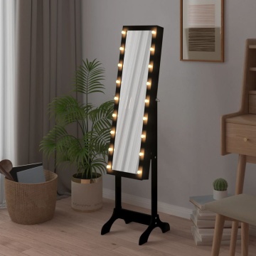 Oglindă de sine stătătoare cu LED, negru, 34x37x146 cm - Img 3