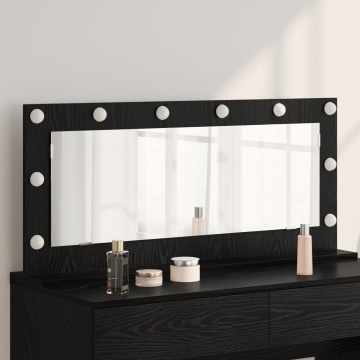 Oglindă de toaletă cu lumini LED Stejar negru 100x45x18 cm - Img 1