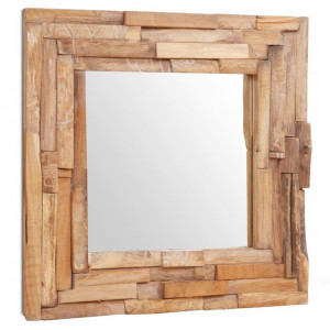 Oglindă decorativă din lemn de tec, 60 x 60 cm, pătrat - Img 4