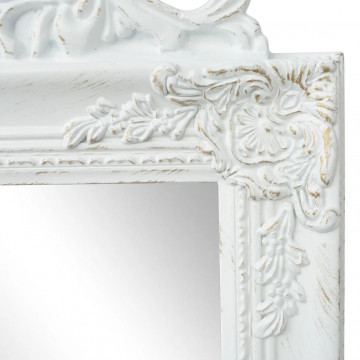 Oglindă în stil baroc independentă, alb, 160 x 40 cm - Img 2