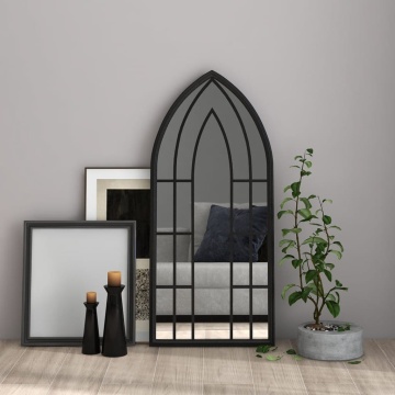Oglindă,negru, 100x45 cm,fier, pentru utilizare în interior - Img 1