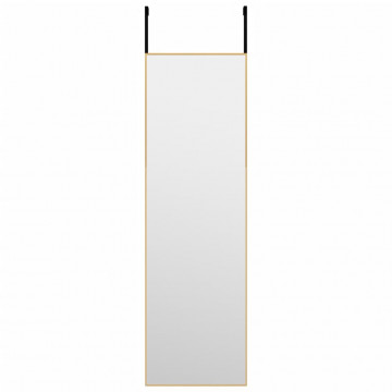 Oglindă pentru ușă, auriu, 30x100 cm, sticlă și aluminiu - Img 2