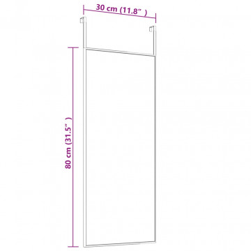 Oglindă pentru ușă, negru, 30x80 cm, sticlă și aluminiu - Img 4