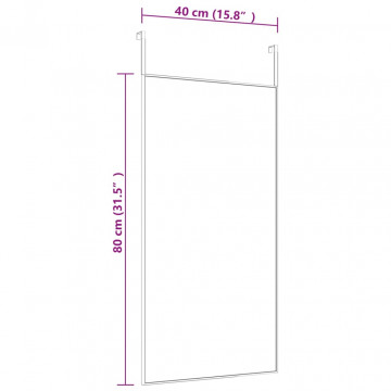 Oglindă pentru ușă, negru, 40x80 cm, sticlă și aluminiu - Img 4