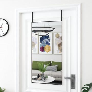 Oglindă pentru ușă, negru, 50x100 cm, sticlă și aluminiu - Img 1