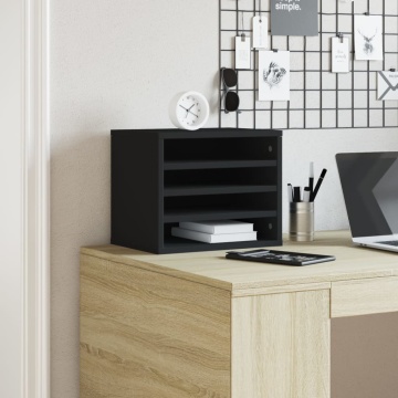 Organizator de birou, negru, 36x26x29,5 cm, lemn prelucrat - Img 3