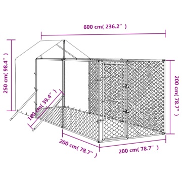 Padoc de exterior cu acoperiș argintiu 2x6x2,5m oțel galvanizat - Img 4