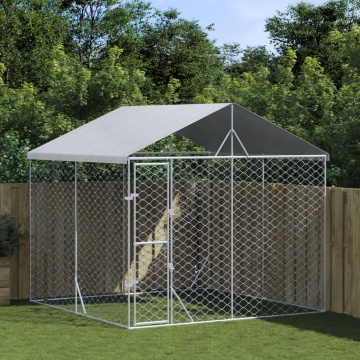 Padoc de exterior cu acoperiș argintiu 3x3x2,5m oțel galvanizat - Img 1