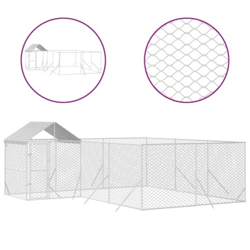 Padoc de exterior cu acoperiș argintiu 6x6x2,5m oțel galvanizat - Img 2
