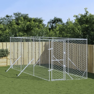 Padoc de exterior pentru câini argintiu 2x6x2 m oțel galvanizat - Img 1