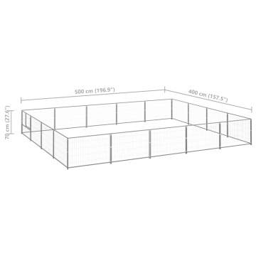 Padoc pentru câini, argintiu, 20 m², oțel - Img 5
