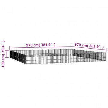 Padoc pentru câini de exterior, 94,09 m², oțel - Img 5