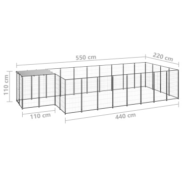 Padoc pentru câini, negru, 10,89 m², oțel - Img 5